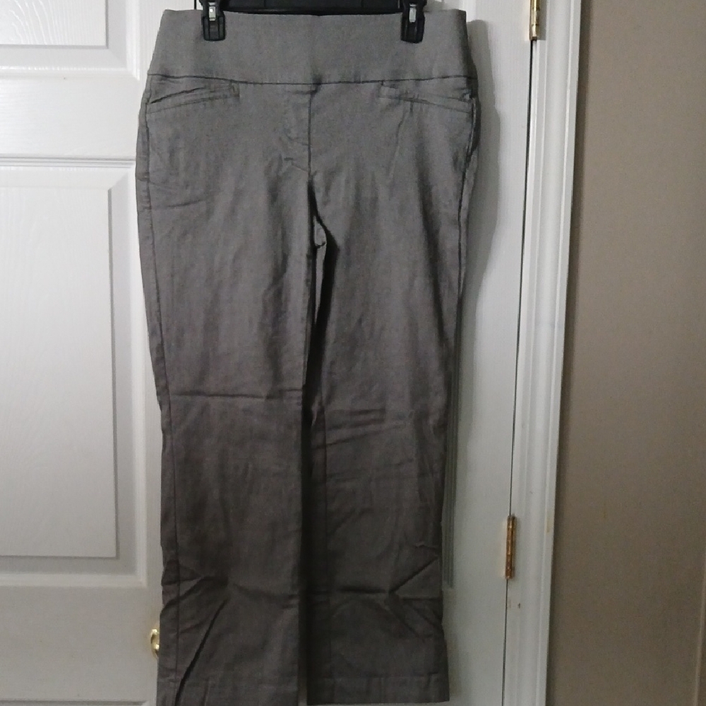 Apt. 9 black white patterned pull on elastic waist dress casual pants Sz L Short